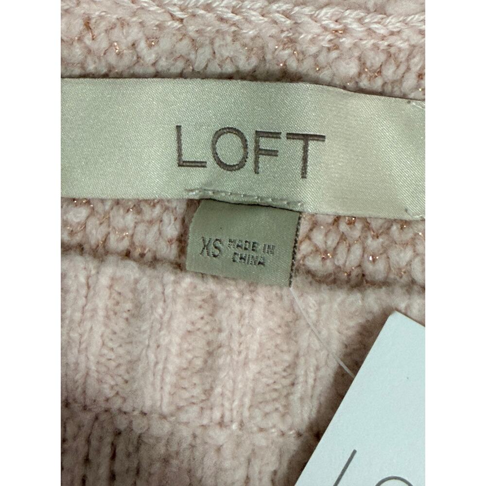 LOFT Pink Metallic Star Sweater XS NWT Cozy Soft Knit Pullover - Picture 6 of 7